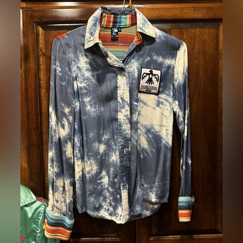 Tie dye Thunderbird Brand Rodeo Shirt